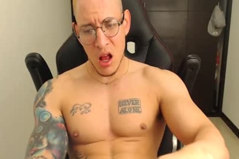 Hans Odinson On Flirt4Free - Tatted Hispanic Hunk With Monster schlong Jerks Off A big Load On His Abs