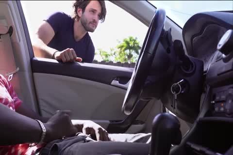 darksome chap In The Car Masturbates while Talking To A Stranger