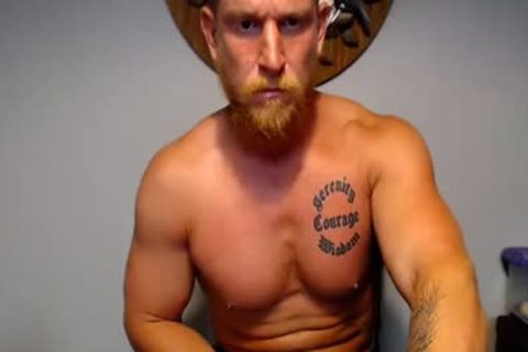 Blond brawny dude Masturbates In Live
