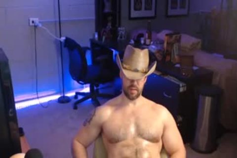 Cowboy man stroking With His large cock In Live