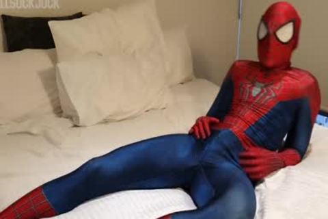 Hung lascivious Spiderman shoots big Web