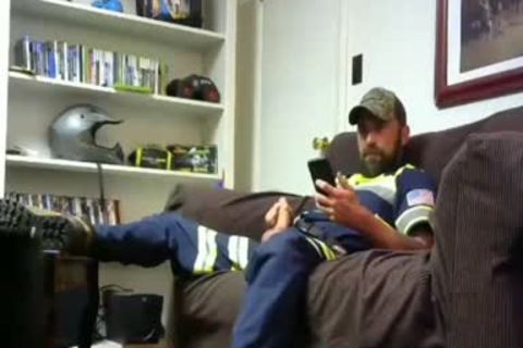 daddy Bearded chap Masturbating In web camera