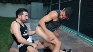 HotHouse.com: Dante Colle wearing shorts licks balls outdoors