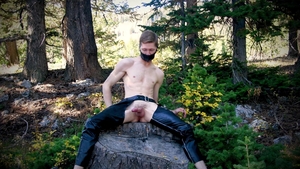shoving My monstrous dong Into My Own butthole In The Forest For A fun Day Of Self-pounding Myself raw Till I Creampie.