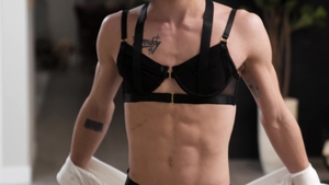 Femboyish: Caucasian cross-dresser's cumshot desire fulfilled